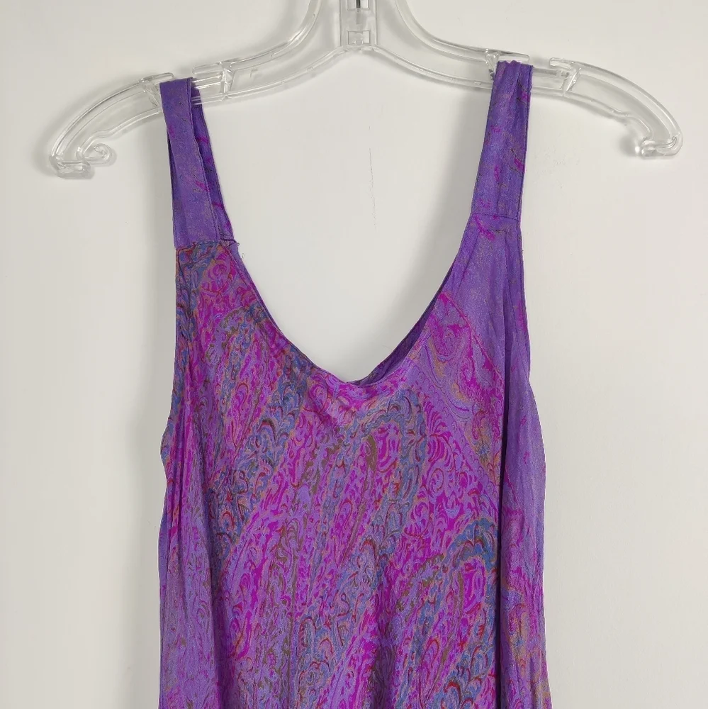 Alchemy Fashions Women's 100% Silk Slip Dress Size Medium Purple Floral - Picture 4 of 9